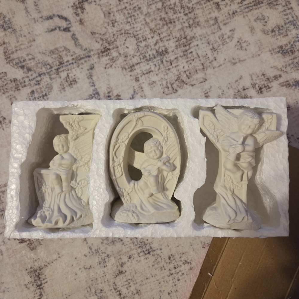 JOY Letter Cherub Candle Holder Holiday Set
